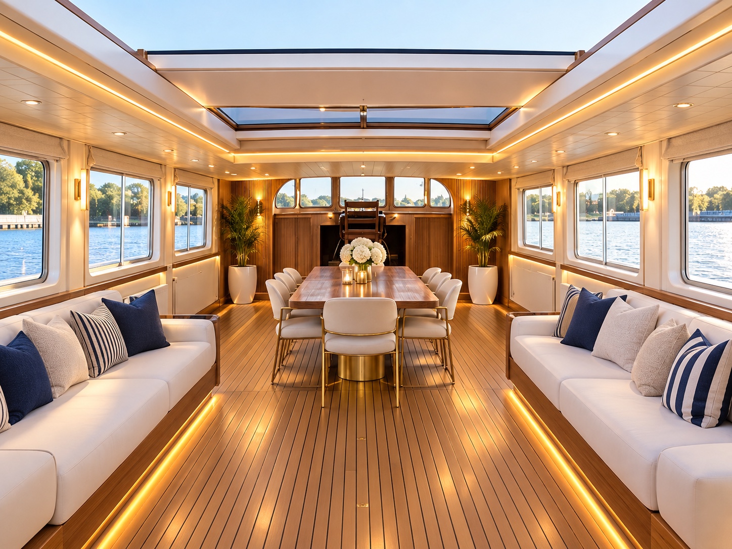 The redesigned opening-roof function room aboard Spirit of London