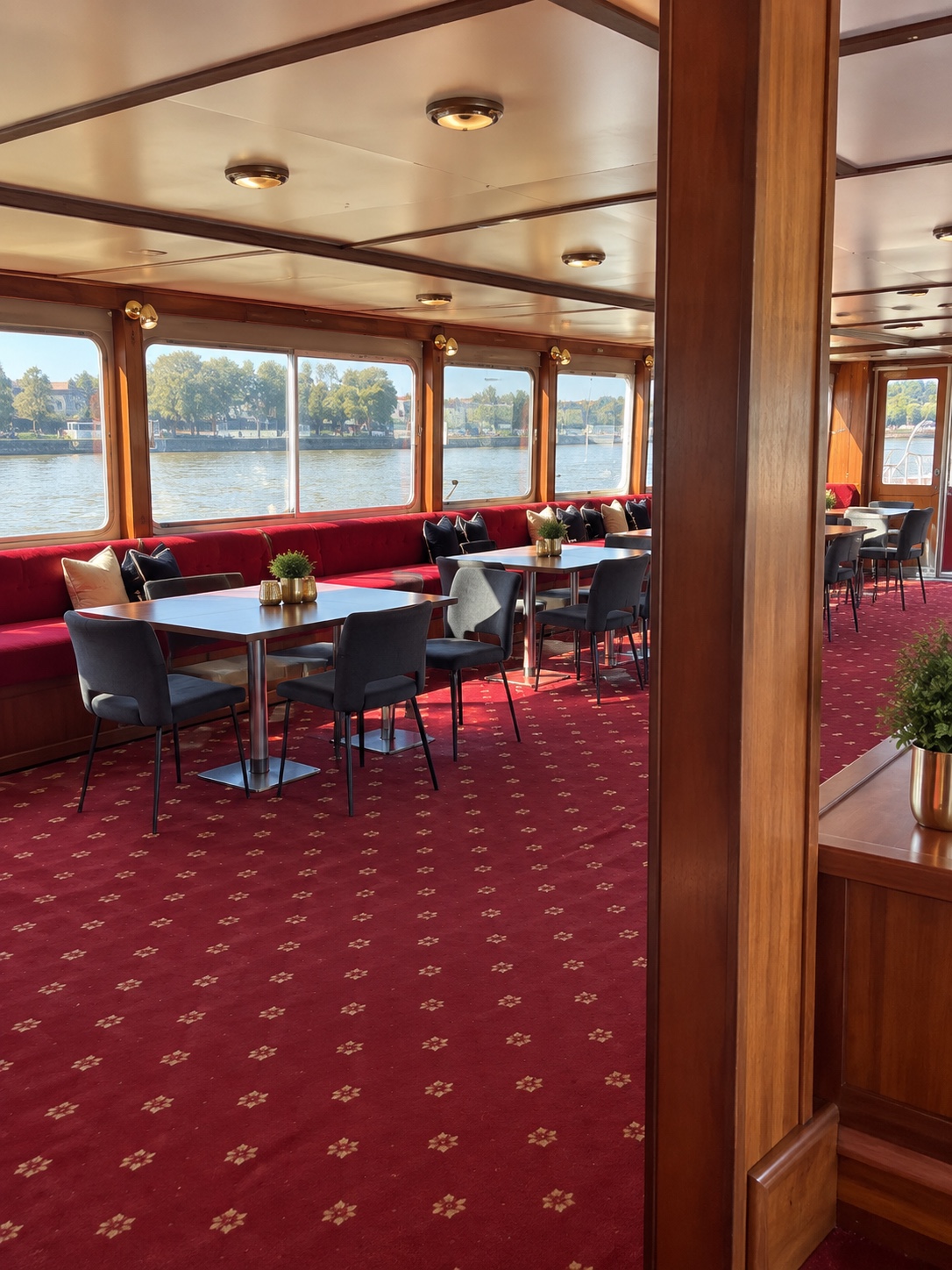 River-view dining space aboard Suerita