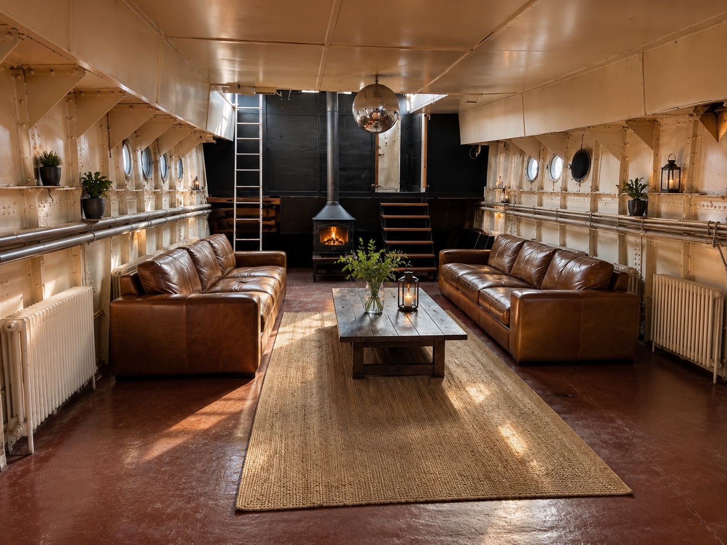 Second interior lounge aboard The War Ship London